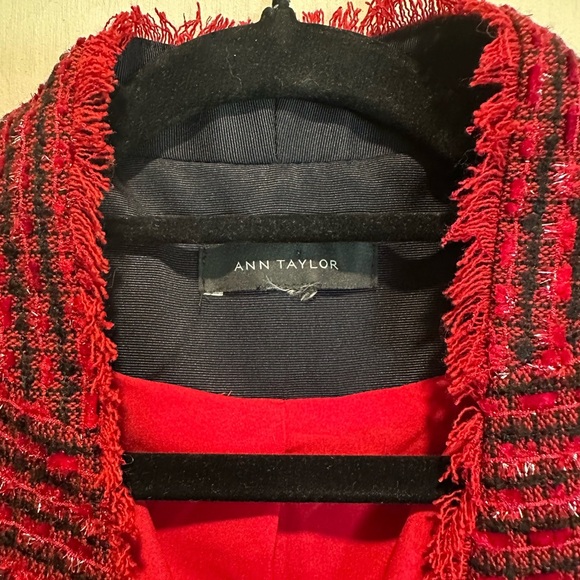 Ann Taylor Red and Black Striped Blazer - Picture 2 of 4